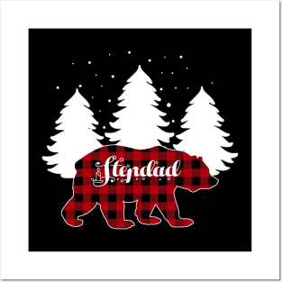 Stepdad Bear Buffalo Red Plaid Matching Family Christmas Posters and Art